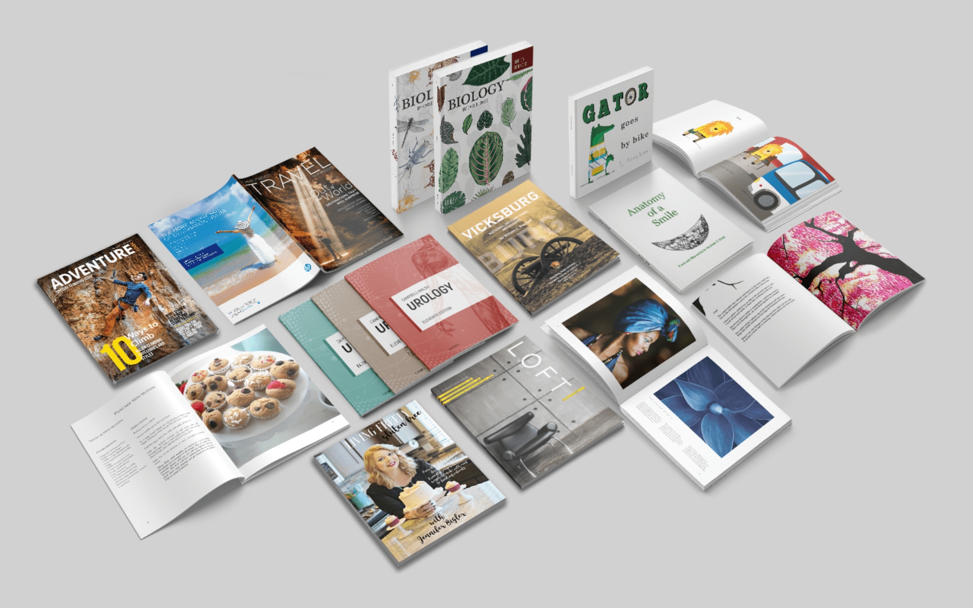 Different Publishing applications printed on HP Page Wide presses.